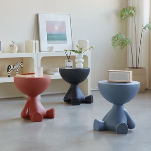 创意小平头茶几北欧设计师塑料凳子客厅简约躺平沙发爆款 矮人边几