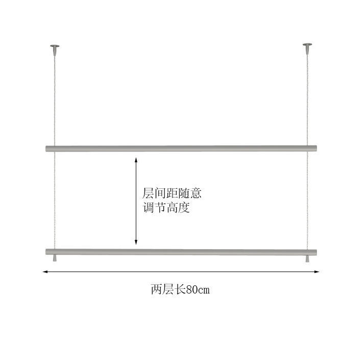 服装店吊架悬挂服装展示架吊顶吊杆婚纱挂式双层不锈钢拉丝钢丝绳