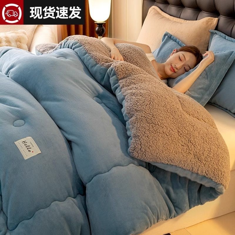 双面加绒被子被芯加厚保暖冬被宿舍牛奶绒被通用羊羔绒被子棉被
