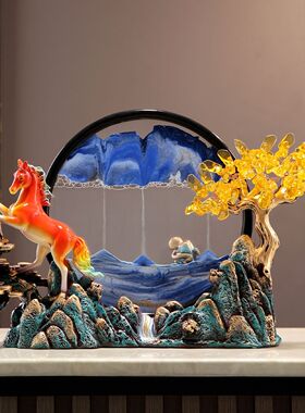 马到成功招财摆件沙漏流沙客厅高档酒柜乔迁电视柜装饰品步步高升