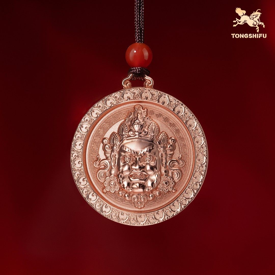 铜师傅《黄财神》紫铜唐卡文玩脖挂饰品 钥匙扣吊坠挂件送男生礼