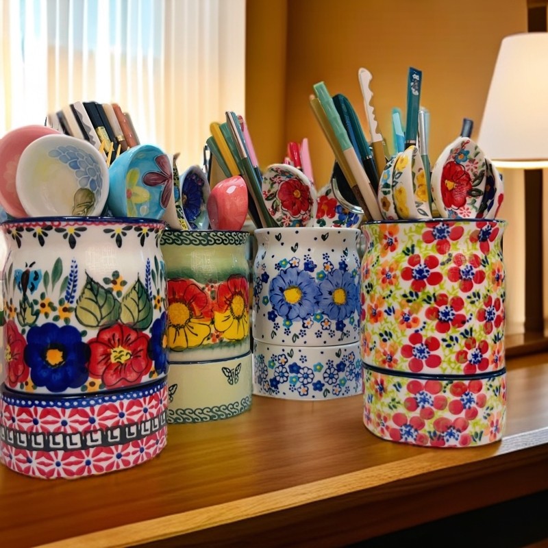 【美遇精品】家用陶瓷筷子筒，勺子桶，筷笼，带托盘，沥水孔