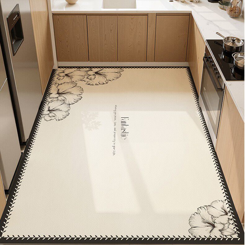 小香风厨房地垫防滑防油可擦免洗pvc皮革地毯垫厨房防水整铺地垫