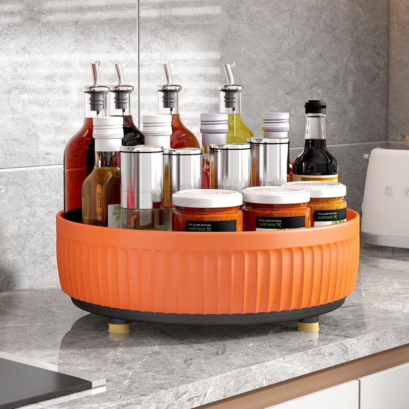 厨房可旋转调料置物架多功能360度调味酱油醋收纳架子轻奢水果盘