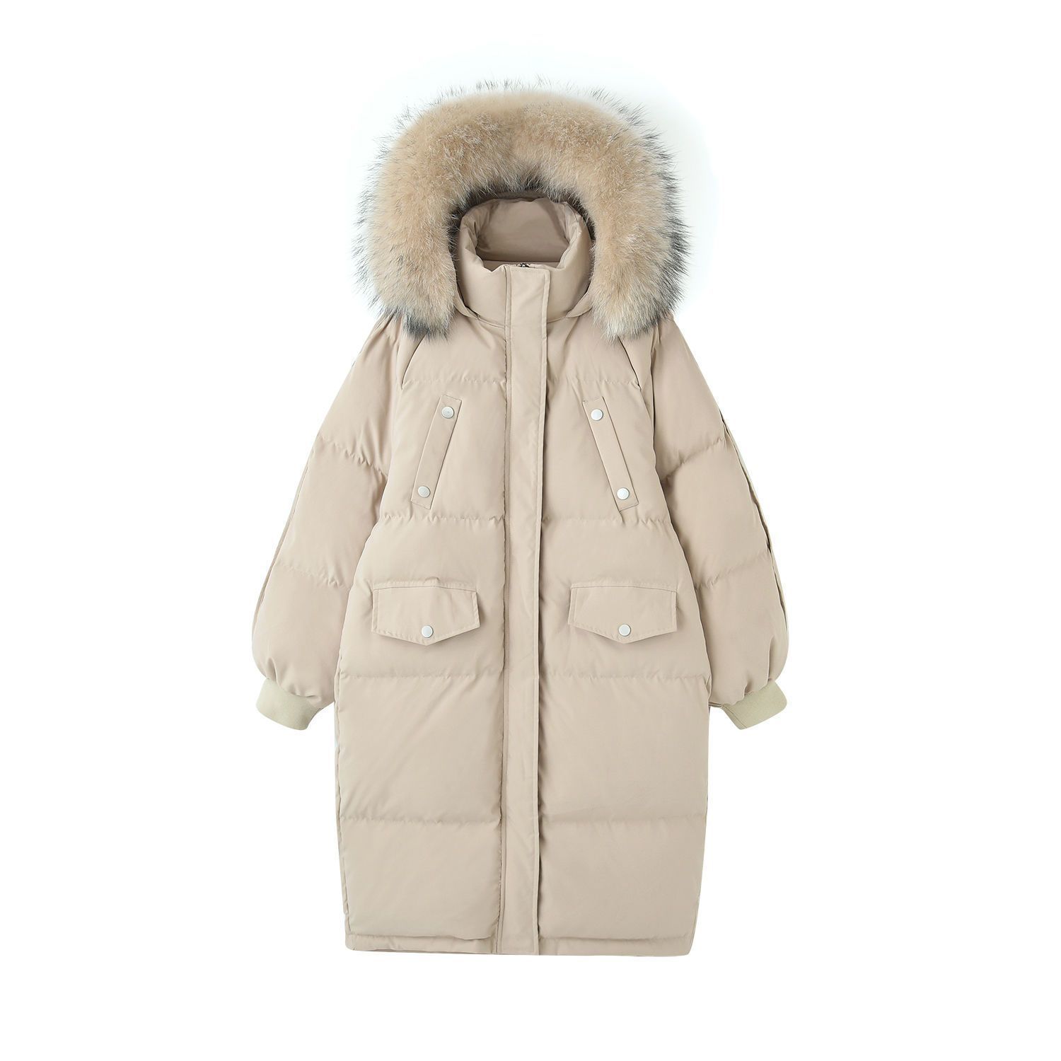 韩版大毛领中长款2024新款羽绒棉服宽松加厚爆款面包服棉衣外套潮