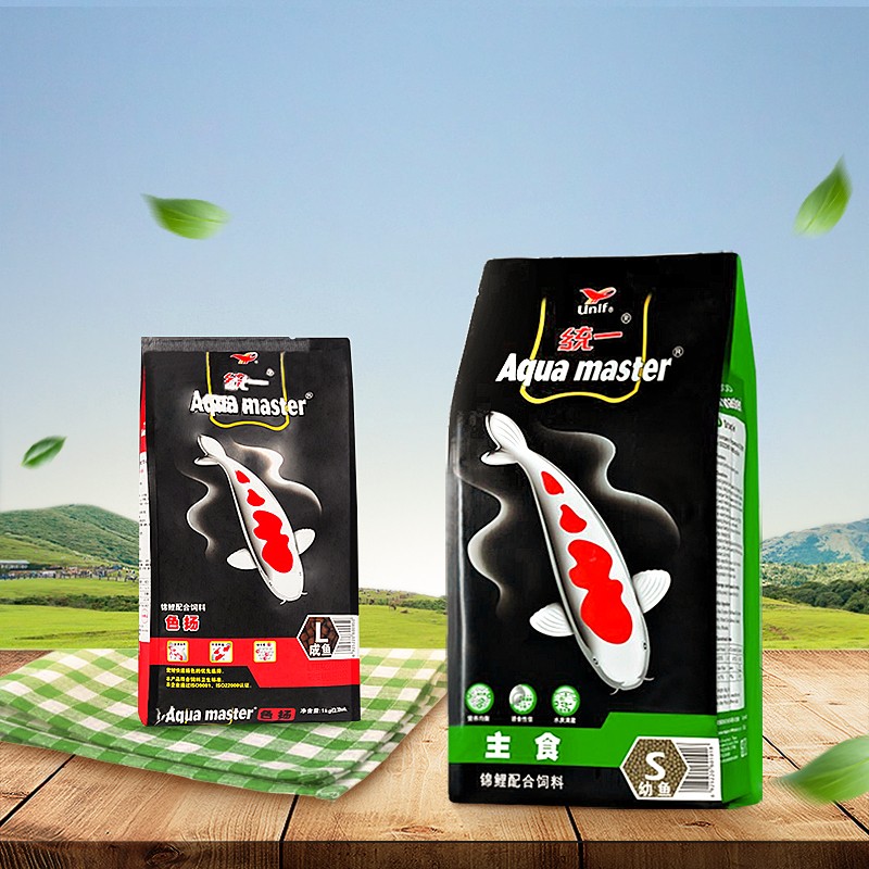 统一锦鲤鱼饲料黑统一专用鱼食金鱼增体鱼粮育成增色不易浑水5kg