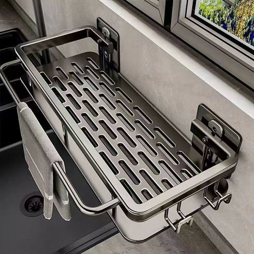 厨房抹布架置物架家用沥水收纳架子水槽挂篮海绵用品壁挂式免打孔