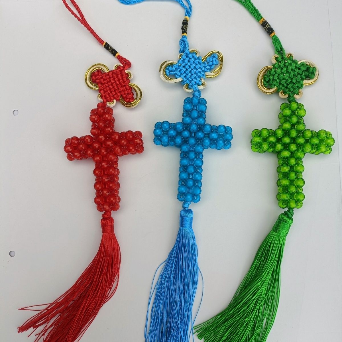 8mm仿水晶手工车内十字架挂件汽车后视镜装饰品挂坠男女车吊坠