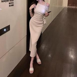 夏天气质高冷御姐风斜肩连衣裙女夏季 日本进口MUJ2025新款 高级感