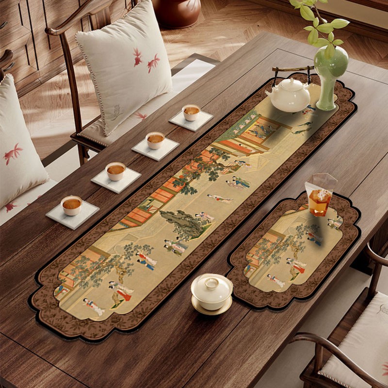 拍一发二/茶几桌布桌旗茶席垫吸水防滑茶台垫茶杯垫