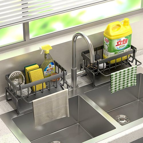 厨房置物架水槽抹布沥水架龙头水池洗碗洗菜洁精钢丝球收纳架神器