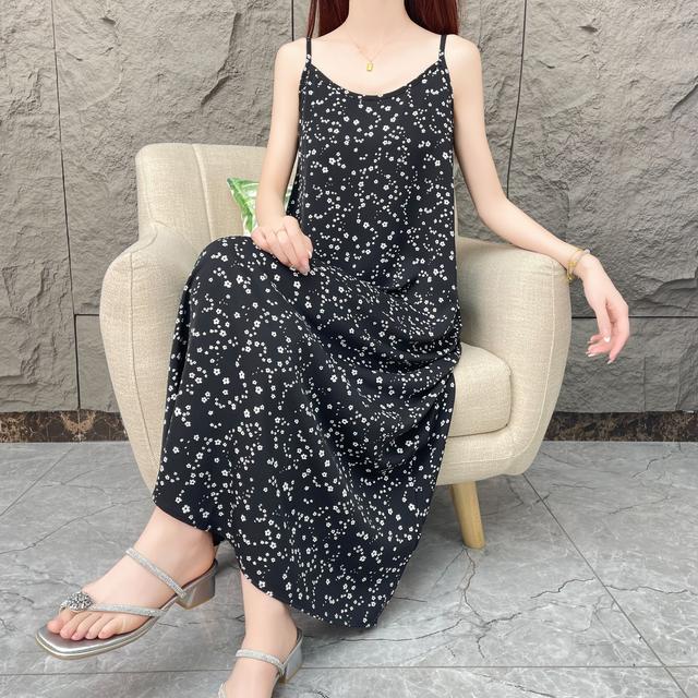 【小雏菊】春季碎花吊带裙女时尚宽松气质夏季无袖印花连衣裙女