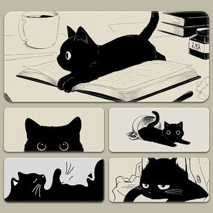 鼠标垫猫咪办公桌垫可爱电脑键盘垫卡通学生书桌垫子鼠标垫大号