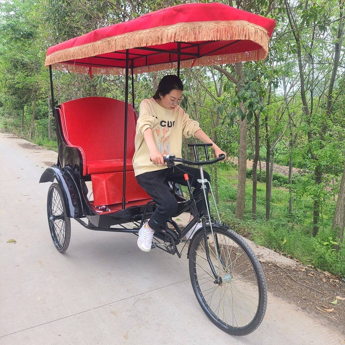 老上海仿古复古三轮黄包车人力可加电动景区接客婚庆旅游摆设厂家