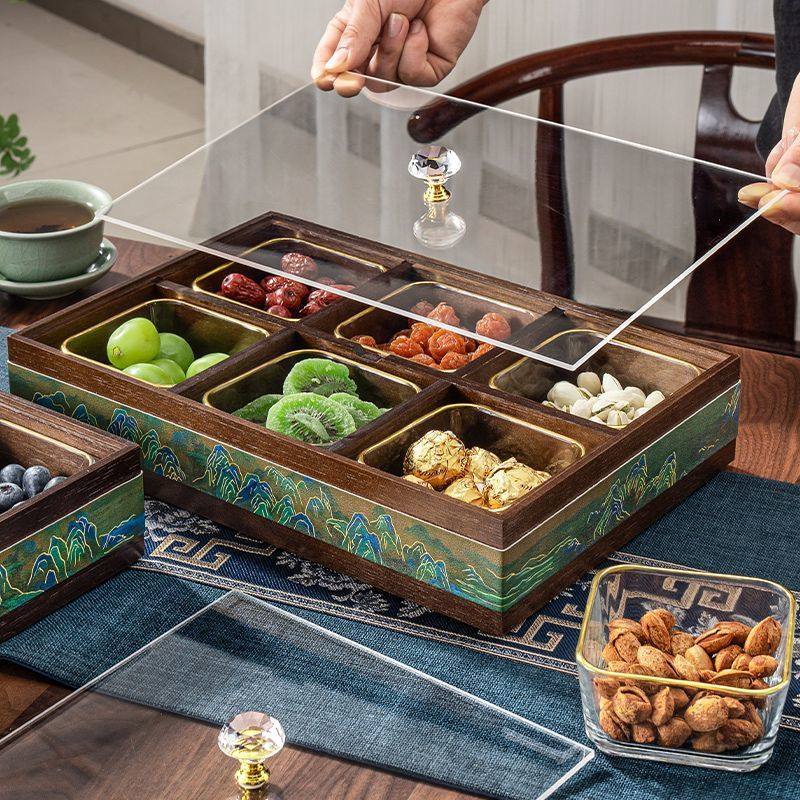 高级竹木分格干果盒轻奢家用客厅坚果零食盘收纳水果盘过年中式,餐饮具,果盆/果盘/果篮,淘宝优惠券,粉丝福利购,淘宝优惠卷