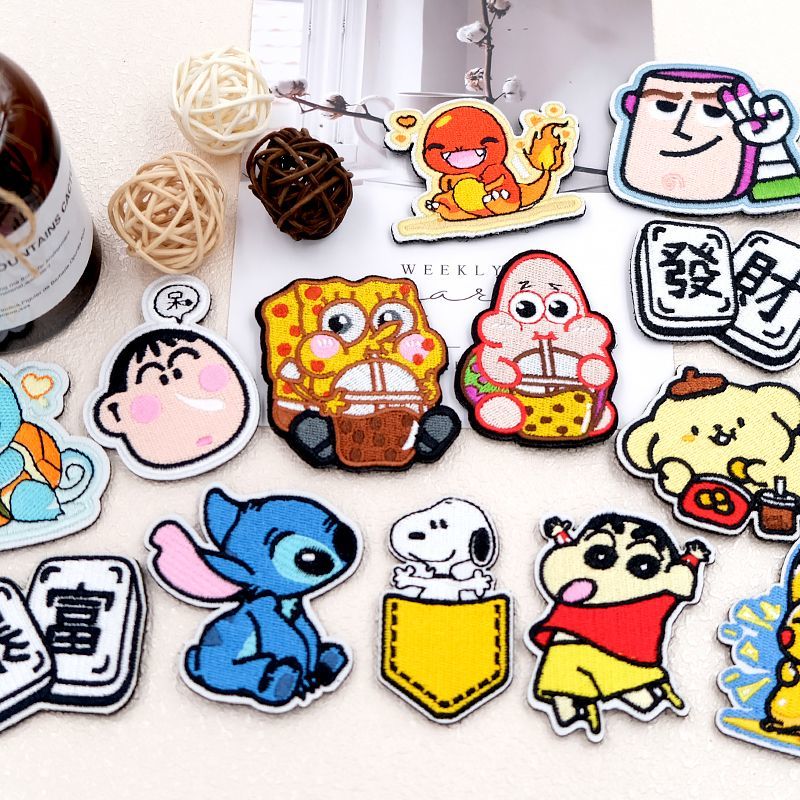 魔术贴臂贴徽章背包贴卡通可爱刺绣布贴个性diy臂章衣服装饰
