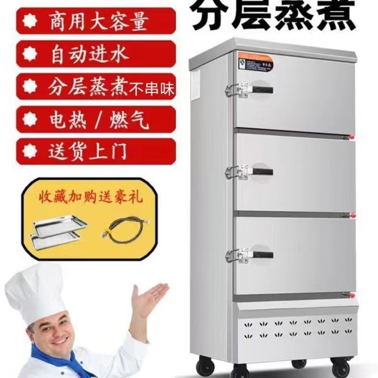 全自动商用海鲜蒸柜分层蒸箱双门蒸饭柜电热燃气大型蒸车蒸炉蒸柜