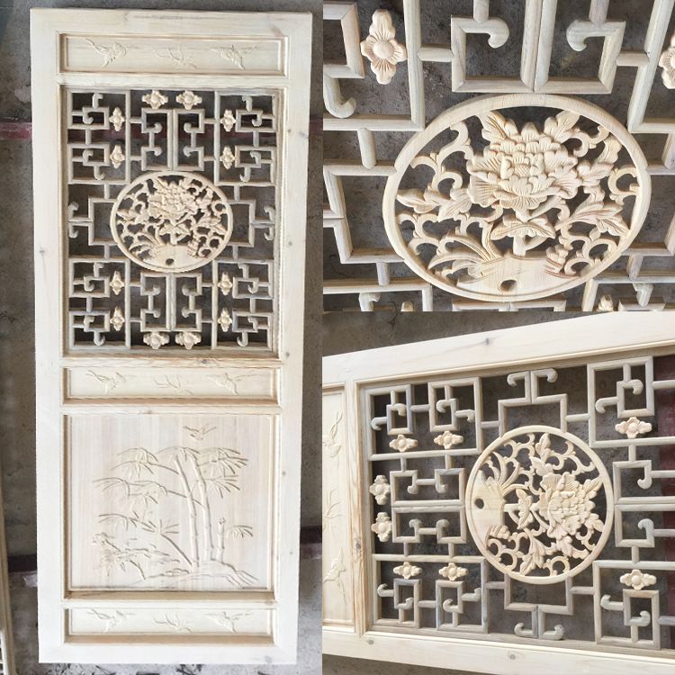 彷古门窗实木花格镂空中式东阳木雕窗户玄关屏风隔断客厅格栅定制