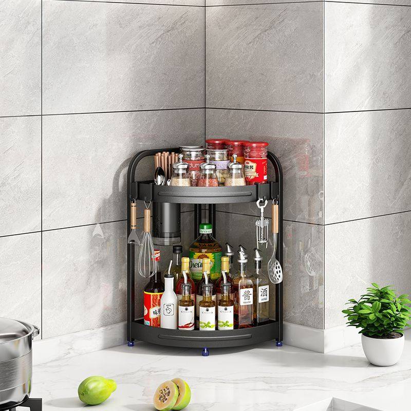 新款厨房置物架家用台面二层双层酱油醋瓶收纳架三角形转角调料架
