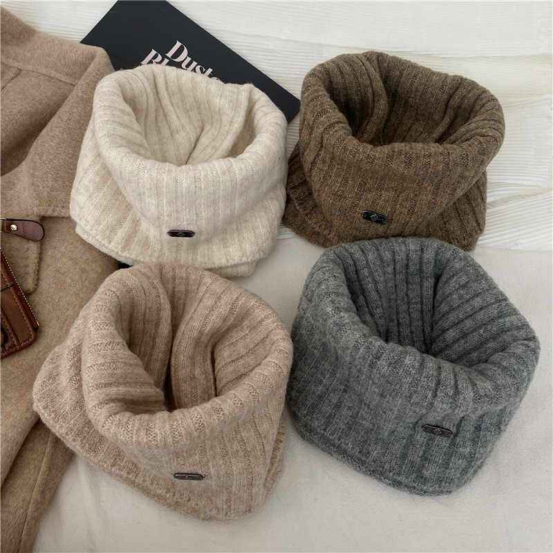脖子保温套高级感纯色脖套冬季遮脸防风套头围脖保暖假领子针织高