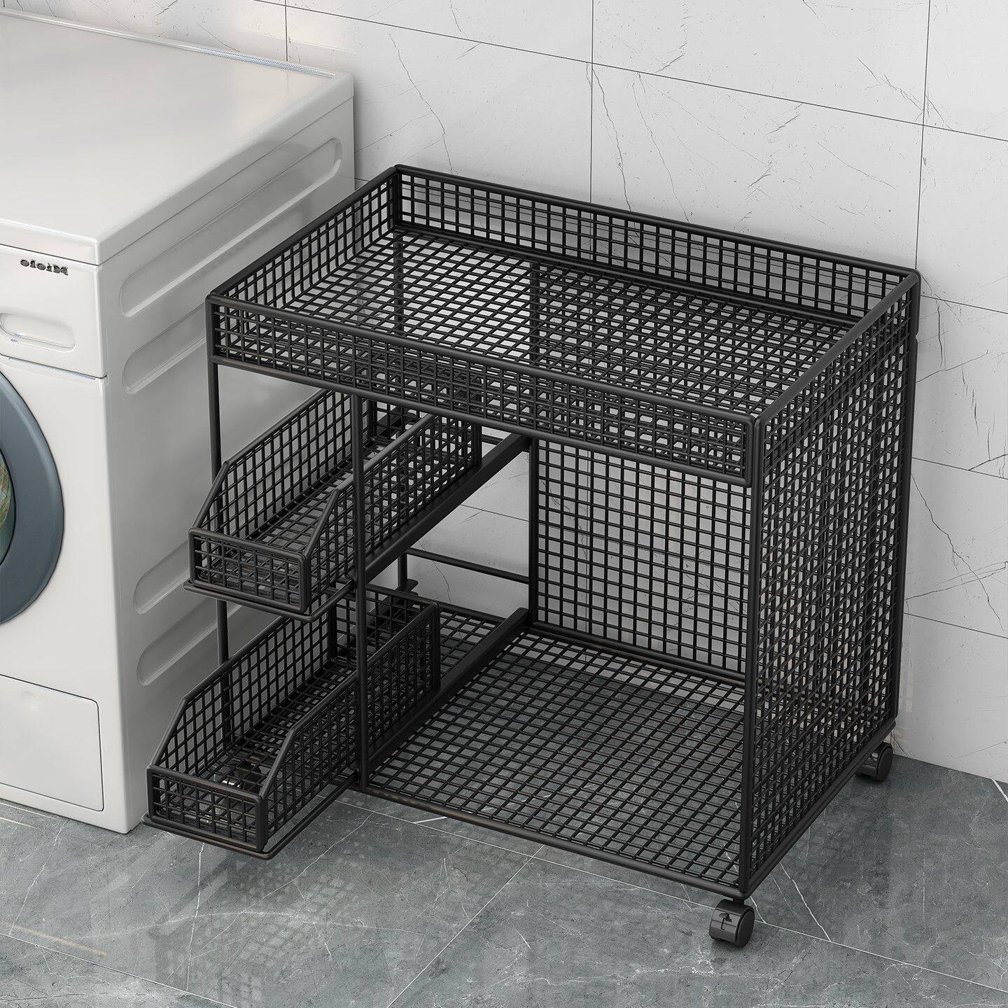 可移动小推车洗衣液储物架浴室置物架洗衣机侧边卫生间收纳架多层