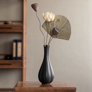 景德镇陶瓷花瓶玄关客厅电视柜茶室茶台禅意家居饰品干花装 饰摆件