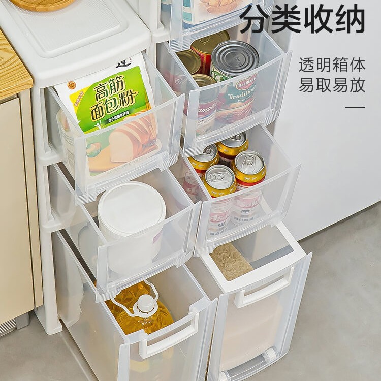 【爱丽思IRIS】厨房窄缝抽屉式收纳柜塑料带轮夹缝角落窄柜子可移