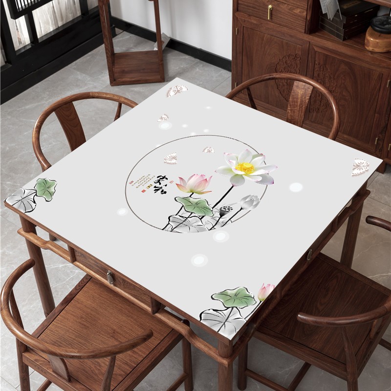 【水莲之家】新中式方桌布茶几布正方形餐桌布防水防油免洗家用桌