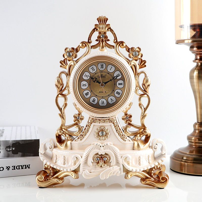 欧式座钟客厅台式复古坐钟奢华家用时尚钟表桌面雕花现代装饰时钟