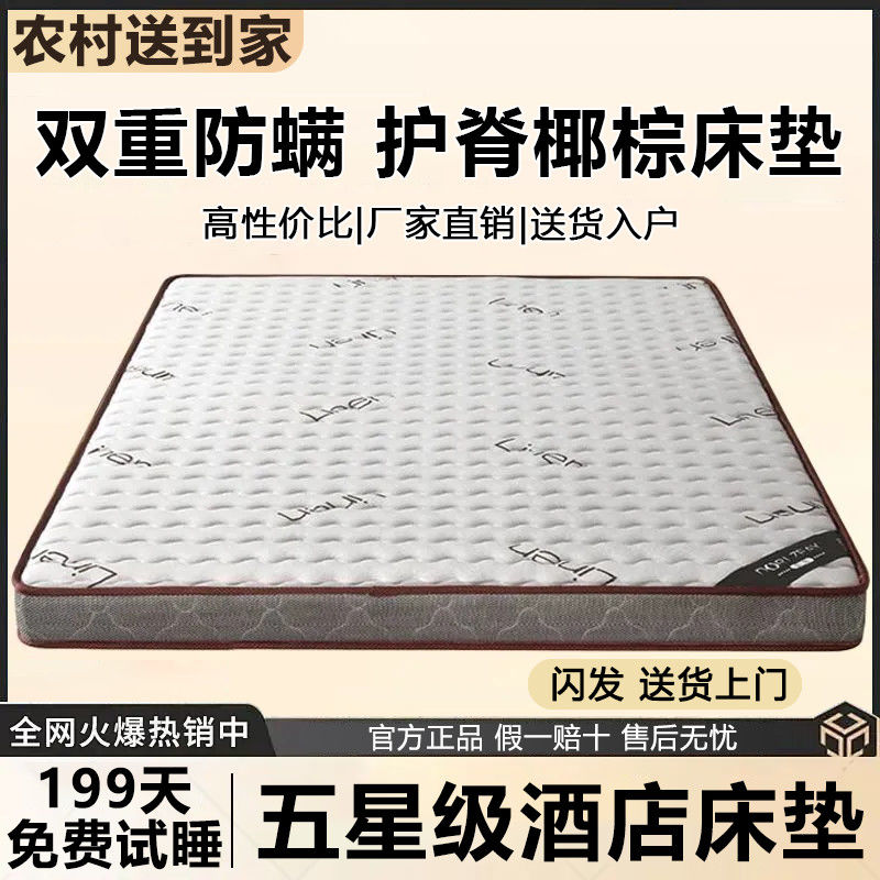 天然椰棕卧室环保床垫家用定制护脊儿童棕垫榻榻米棕榈乳胶垫子