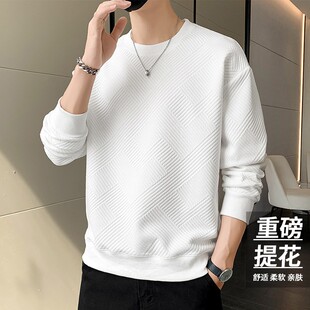 玛斯柏男士长袖T恤春秋季新款潮牌宽松打底衫男装重磅休闲上衣服