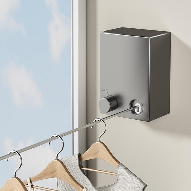 晾衣绳室内免打孔阳台隐形伸缩式晒衣服神器钢丝绳晾衣架收缩