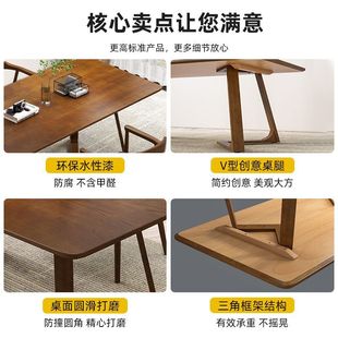 北欧实木餐桌家用多人吃饭长桌简约洽谈咖啡桌休闲原木书桌办公桌