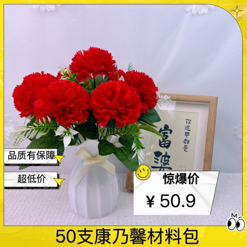 [福利装]母亲节50支康乃馨全套材料包diy仿真材料非成品自行组装