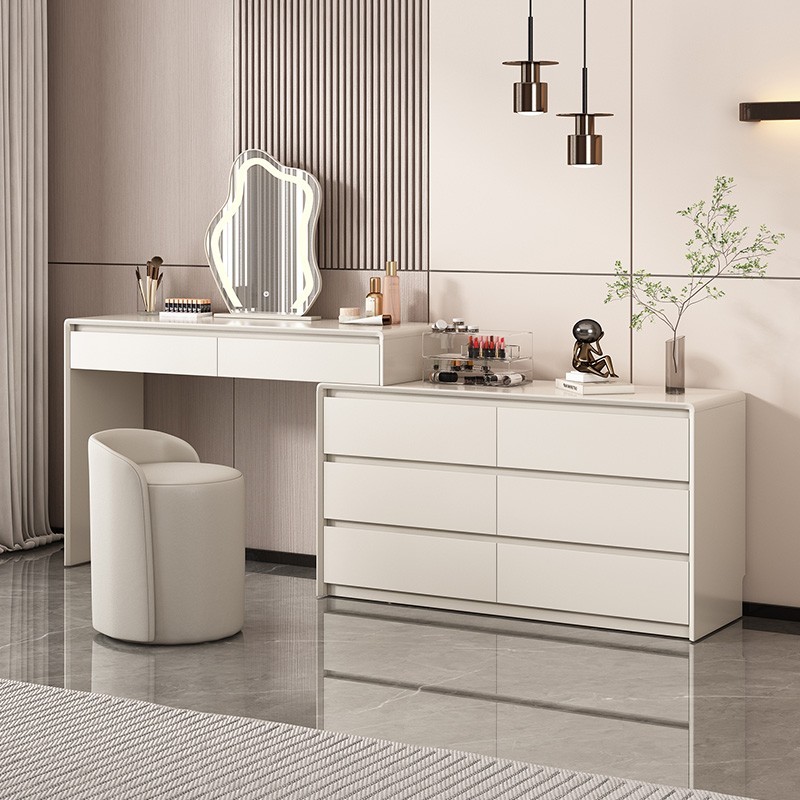 实木卧室梳妆台现代简约化妆台斗柜一体床尾收纳柜桌子组合化妆桌