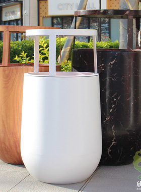 户外创意仿木纹转大理石不锈钢组合式三分类垃圾桶喷粉金属果皮箱