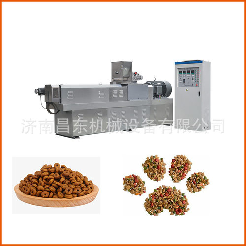 DS65狗粮加工设备 双螺杆宠物饲料膨化机 宠物饲料真空喷油调味线