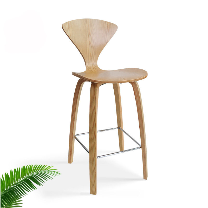 北欧客厅高吧凳弯曲木创意小蛮腰椅子书店酒吧餐厅咖啡实木高吧椅