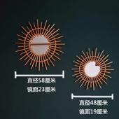 藤编梳妆化妆镜子创意拍摄艺术装 饰圆镜民宿客厅玄关墙面壁饰挂镜