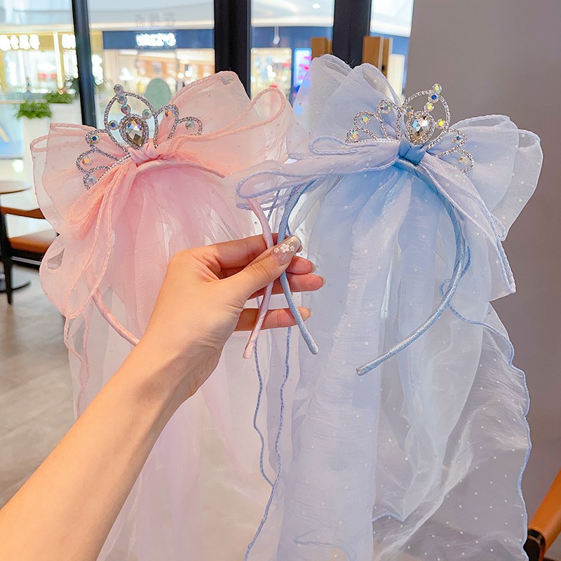 宝宝生日皇冠头饰女孩发箍头纱女童花环儿童公主头箍花童婚纱发饰