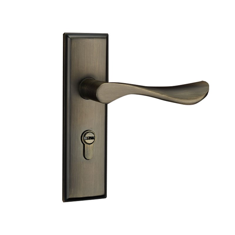 青古铜单舌门锁家用卧室通用型房间门把手老式换锁孔距F140