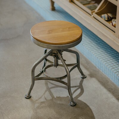 蘑菇空间 Loft美式乡村工业风复古旋转吧凳 咖啡厅酒吧铁青漆圆凳