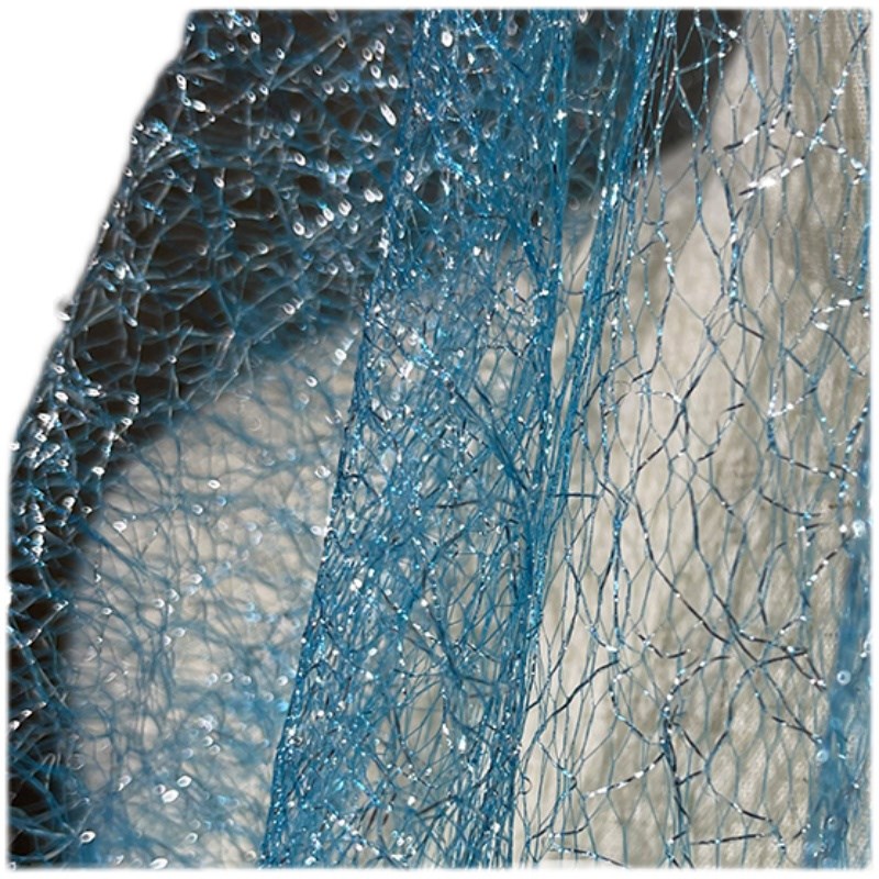 传闻蓝银色柔软网纱布料镂空婚纱礼服装饰背景服装设计师面料改造