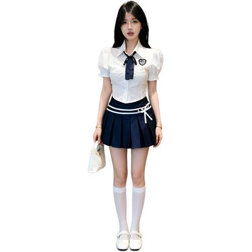 流岚星学院风泡泡袖衬衫独特绝美上衣高级感jk制服穿搭一整套裙