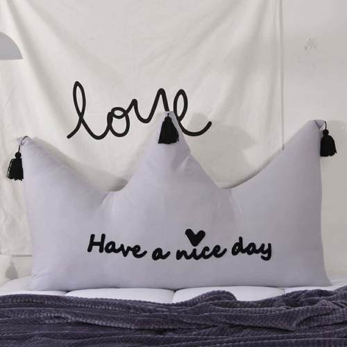 全棉公主风皇冠床头大靠枕 可拆洗纯色大靠背榻榻米卡通靠垫