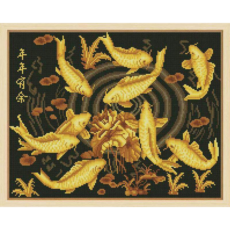 得艺钻石画满钻 绷框43*54cm DIY家装画 年年有余 喜上枝头