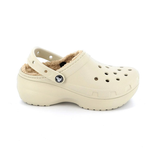 Crocs卡骆驰女Classic Platform Lined休闲舒适云朵暖棉一脚蹬洞