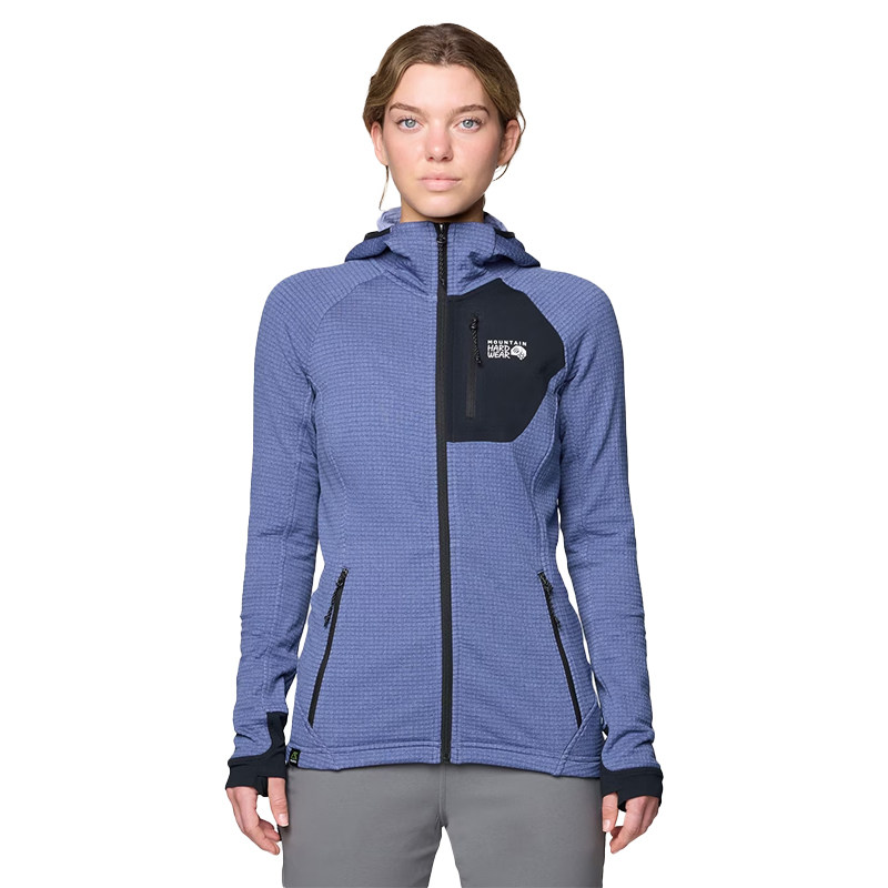 Mountain Hardwear山浩女Polartec Power Grid弹力中层保暖抓绒衣