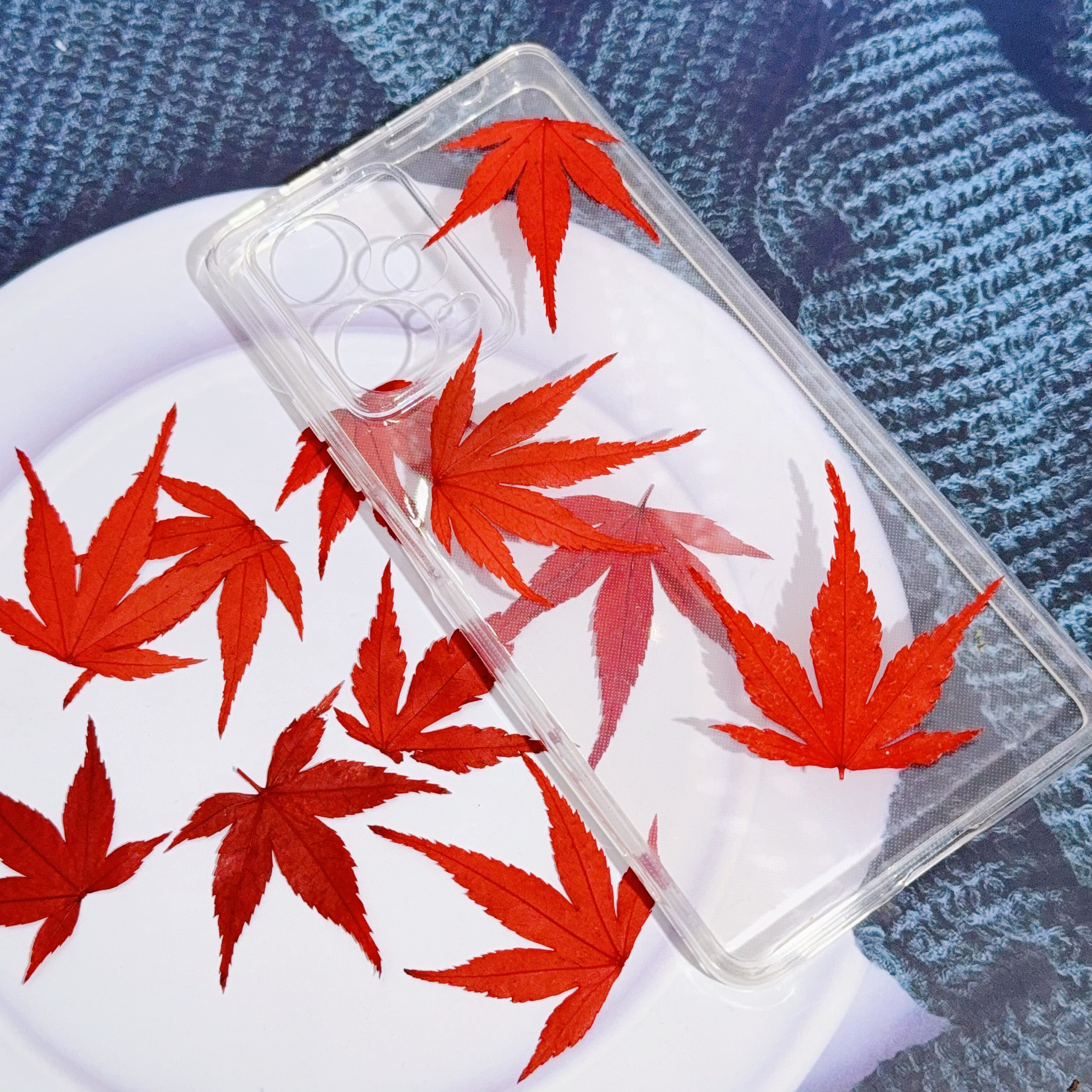 红枫叶手工植物压花标本diy手机壳杯垫滴胶饰品装饰干花真花材料