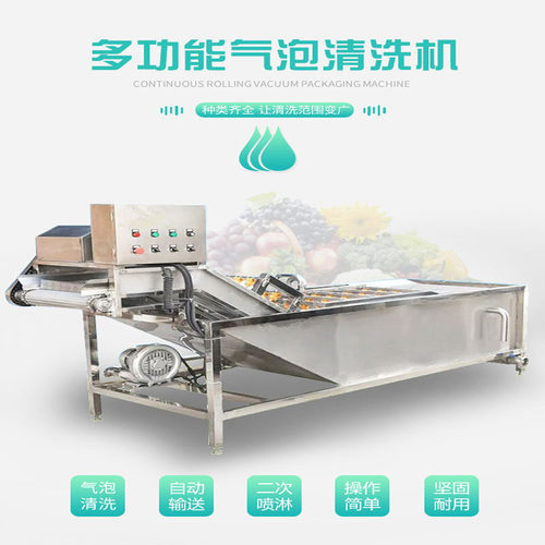 大型菌菇清洗风干杀菌线设备 不锈钢连续式木耳 蘑菇气泡喷淋清洗